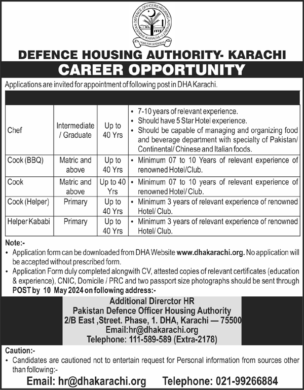 DHA Karachi Jobs 2024