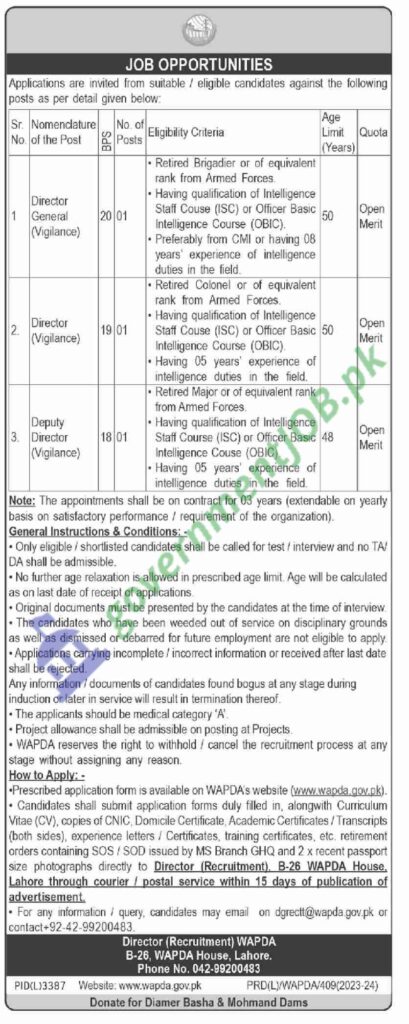 Latest Wapda Jobs 2024