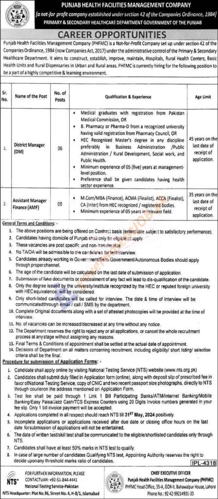 Punjab Primary & Secondary Healthcare Department Jobs 2024| Online Apply